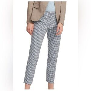 Theory Women’s Treeca Check Viscose Straight Stretch Pants Blue Size 8 Office